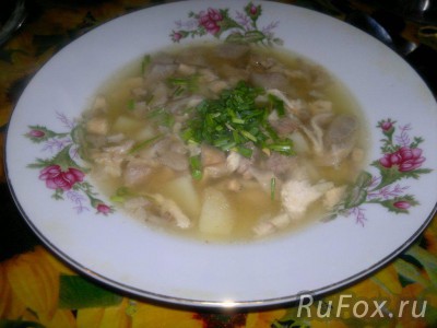 Суп с грибами на курино-говяжем бульоне